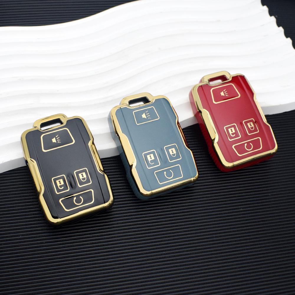 TPU Car Key Cover Case Fob for Chevrolet Suburban Silverado GMC Terrain Yukon Tahoe Sierra Smart Auto Accessories Key Ring