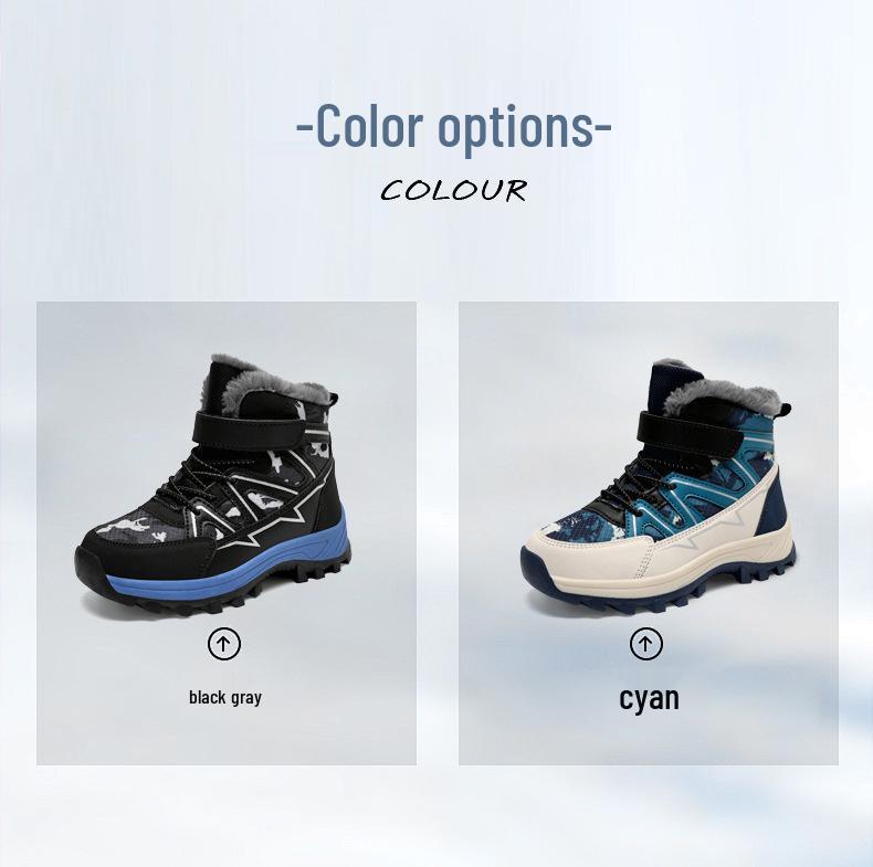 Kids' Winter Warm Plush Cotton Boots - Non-Slip, Wear-Resistant, High-Top, Waterproof Snow Boots