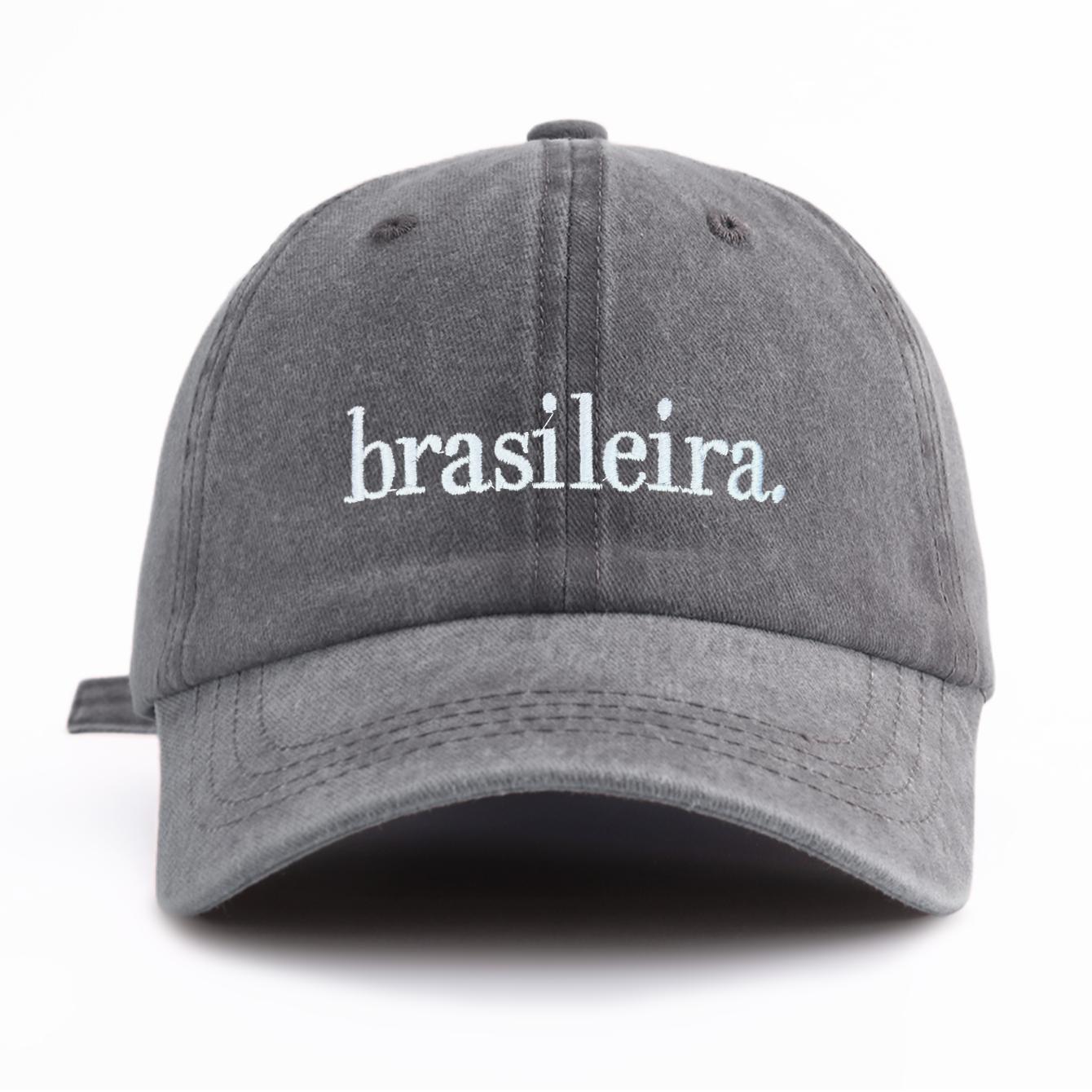 Unisex Brasileira Letter Embroidered Washed Baseball Cap Retro Vintage Dad Hat Available in Multiple Retro Colors Sun Hat