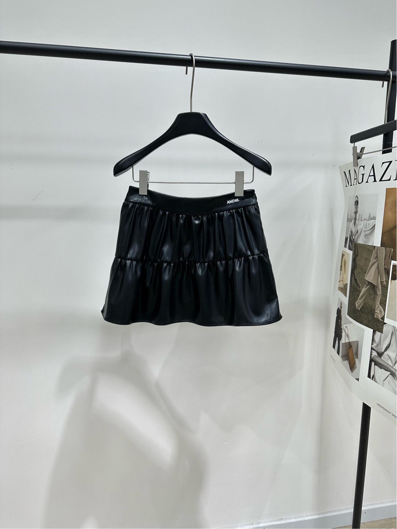 2026 Early Spring Black Letter Embroidery Slimming Elastic Waist Half Skirt for Women S чёрный