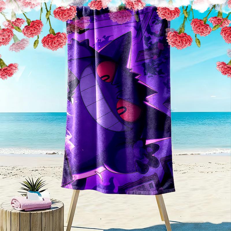 Gengar Print Beach Towel, Large Soft Quick Dry Towel for Beach Camping Swimming