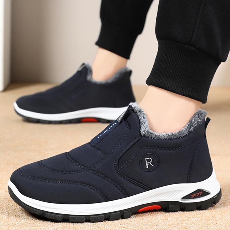 

Водонепроникні зимові черевики для чоловіків 2025 Зимові Нековзні Теплі Утеплені Плюшеві Черевики до щиколотки Чоловічі Сліпони на плоскій підошві Бавовняні Черевики чоловічі 44 синій