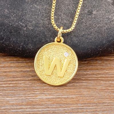 Nidin New Trendy Initial 26 Letters Pendant Charm Name Necklaces Cubic Zirconia Statement Jewelry Party Gifts For Women Men