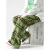 Contrasting color personalized plaid straight-leg pants loose and drape wide-leg casual trousers 1
