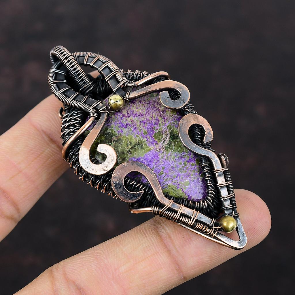 Purpurite Pendant Copper Wire Wrapped Pendant Handmade Jewelry Natural Gemstone Pendant Unique Style Pendant Anniversary Gift Copper Jewelry