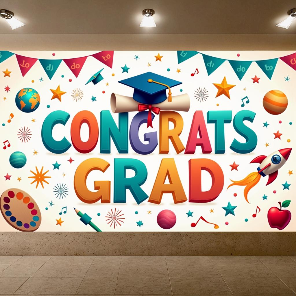 Education Celebration Mortarboard Decoration Event Banner Achievement Banner Material Party Backdrop For Event Celebration