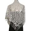 Hollow Triangle Sequin Lace Shawl Bridal Wedding Women Luxury Party Wrap Female Shiny Glitter Stole Club Scarf with Tassel
