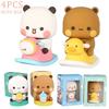 /Cute Kawaii Bubu Dudu Panda Bear Figure Cartoon Exciting Bear Miniatures Collectible Animal Toy Doll Ornament Home Derocation..