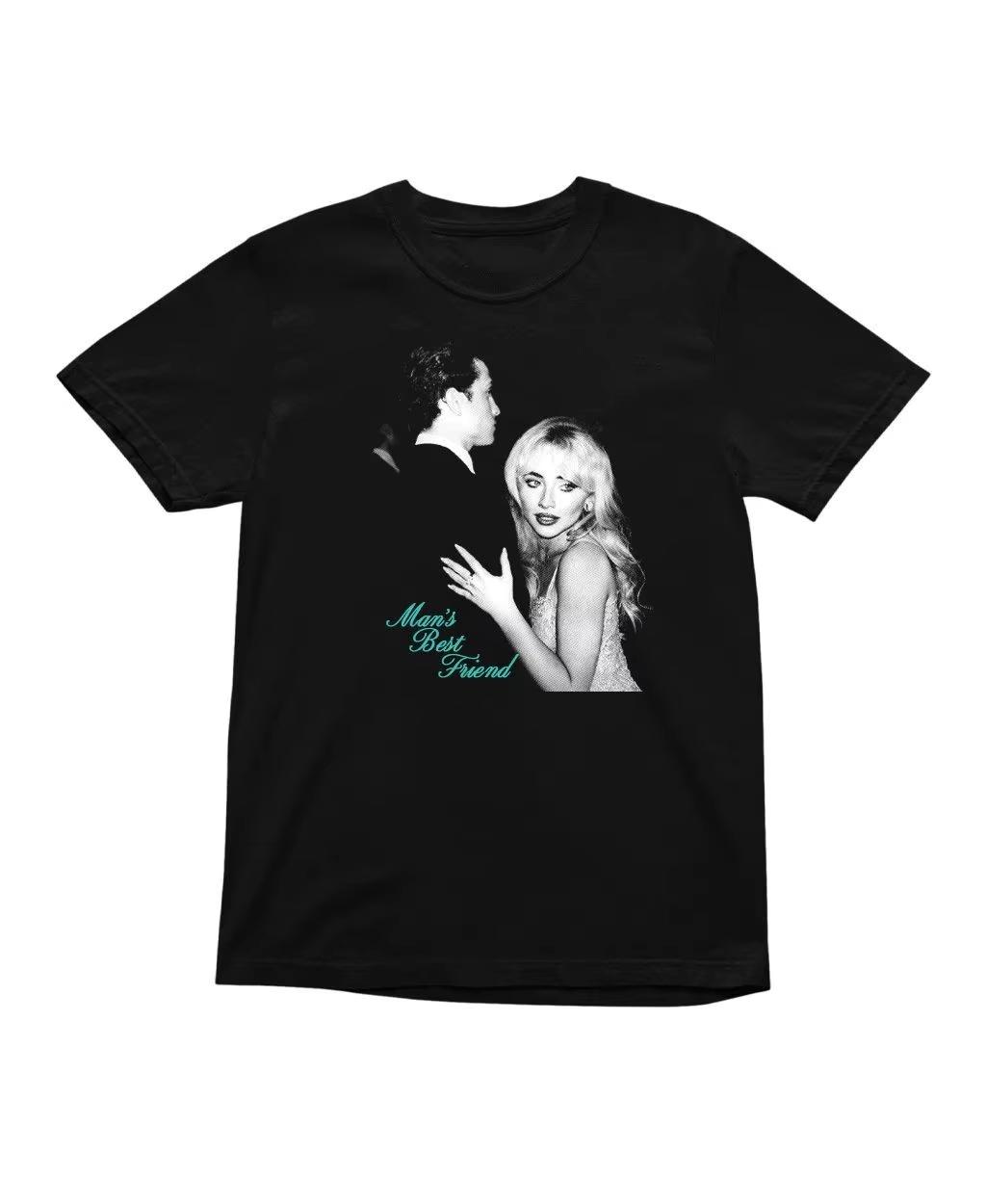 Sabrina Carpenter Retro Printed Shortsleeved Fashion Y2K Top Sporty Streetwear Casual Loose 2026 New Summer Cotton Tshirt L