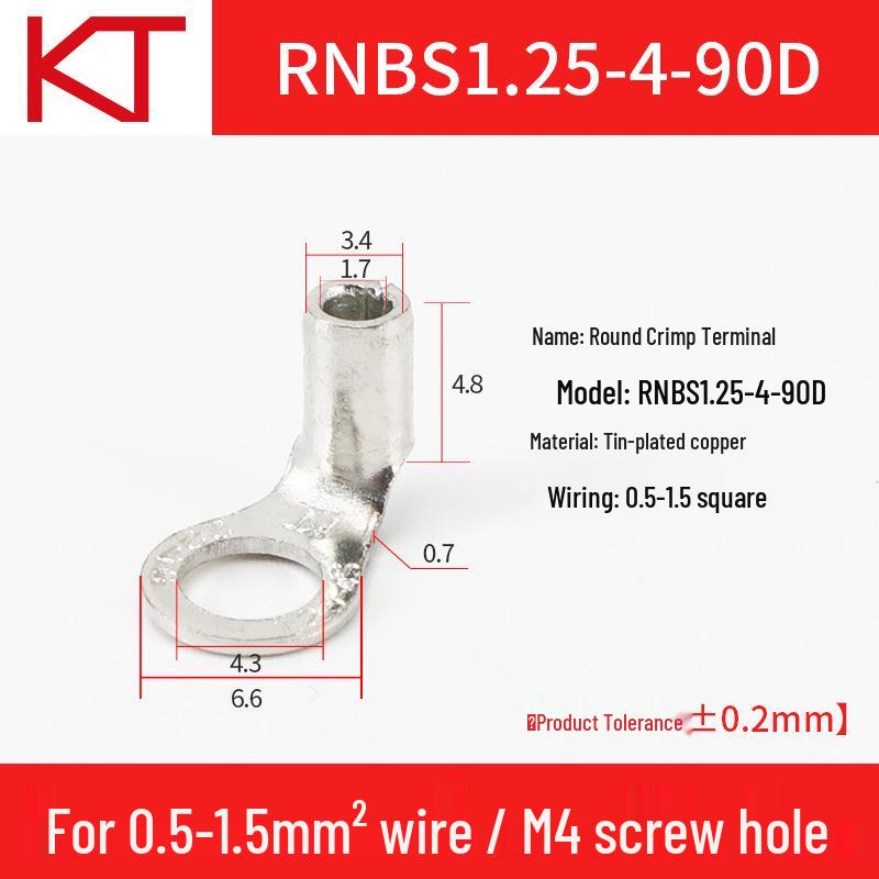 RNB1.25-90D Copper L-Shaped 90° Elbow Cold-Pressed Terminal Connector