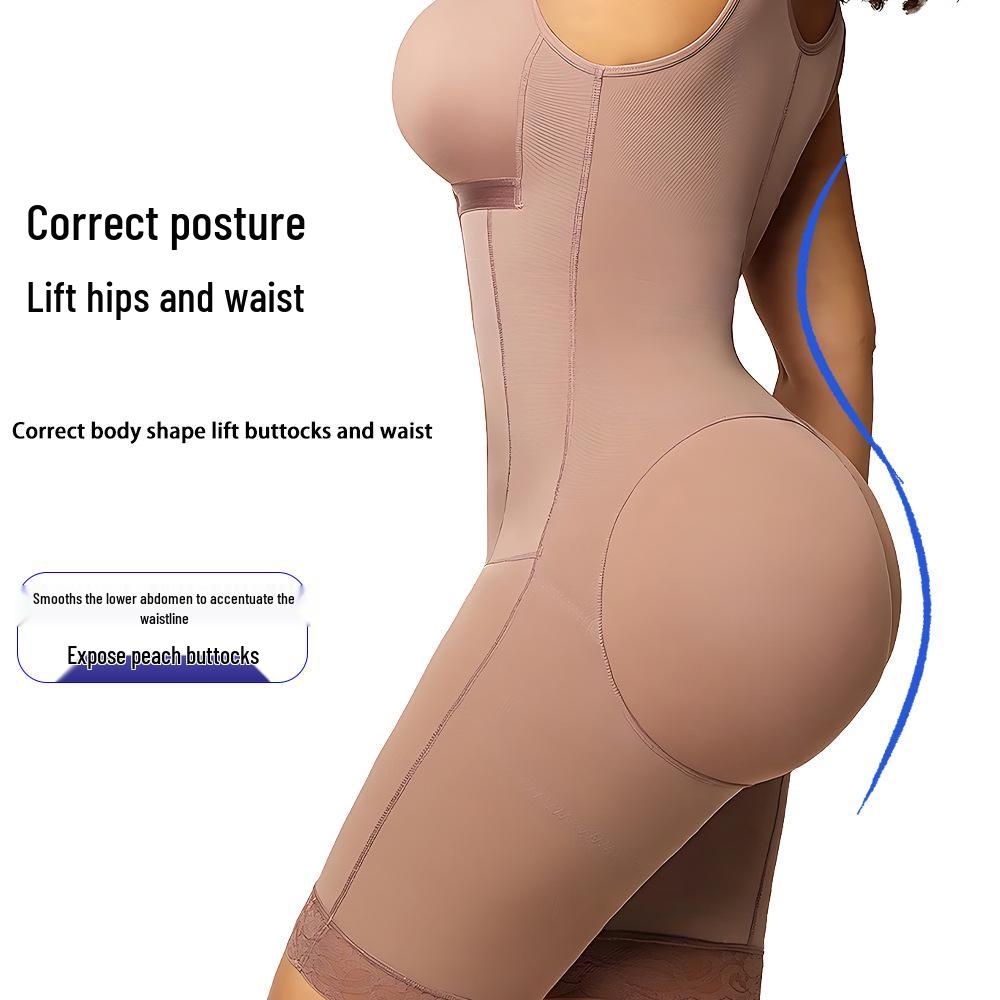 Cinta Modeladora Transfronteiriça: Body Shaper de Malha Inteiriço com Controle de Barriga, Fechamento por Colchetes, Levanta Quadril e Suporte para os Seios