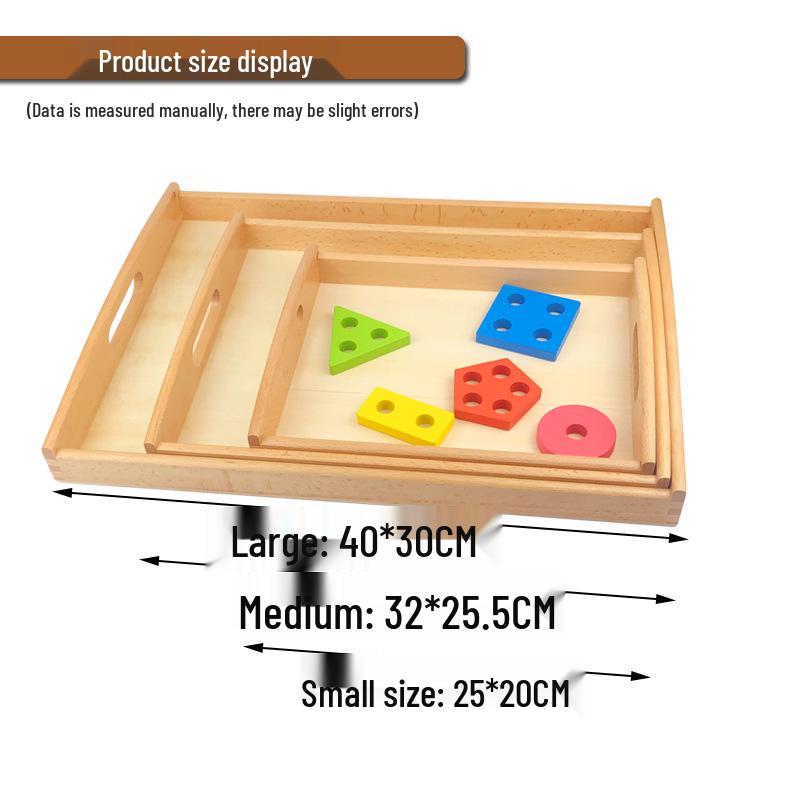 Montessori Wooden Tray for Early Education and Practical Life Activities - Beechwood Storage and Toy Tray for Kindergarten.