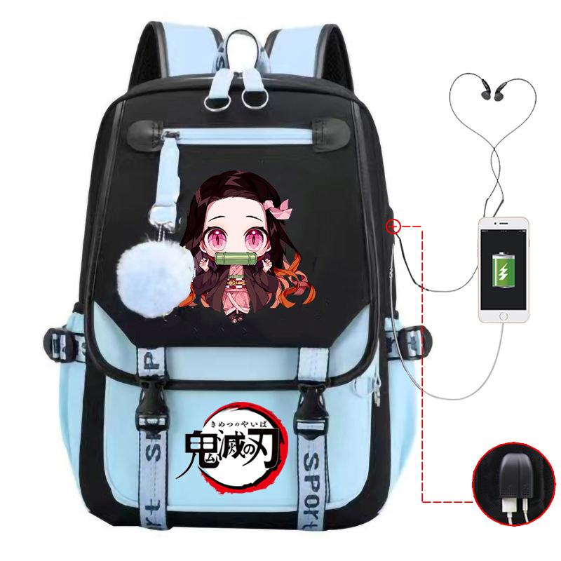 Ghost Annihilation Blade Grade 3-6 Junior High School Student High School Student School Bag Strap USB Multifunctional Backpack
