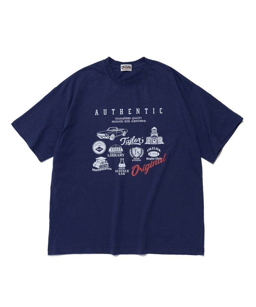 TAILOR STUDIO College Logo Collection Short Sleeve T-Shirt (Navy)