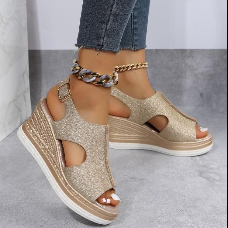 New Women's Roman Wedge Sandals with Peep Toe and Thick Sole