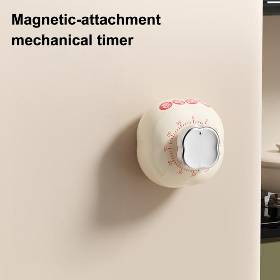 Persimmon Shape Mechanical Kitchen Timer with Magnetic Back Cute Cooking Reminder for Baking Boiling 60-Minute Countdown Loud Ringing Timer
