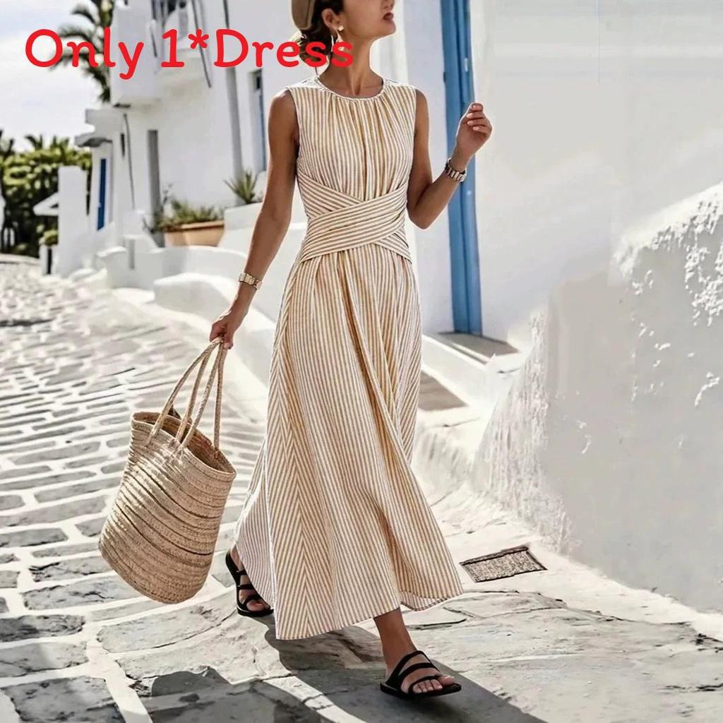 Ärmelloses Kleid mit geometrischem Muster für den Sommerurlaub und Freizeitkleidung