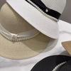 Straw Hat Ins Pearl M Letter Bucket Fisherman Hat Children Spring and Summer Fashion Versatile Basin Hat
