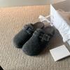 Soft Wool~ Leather Thick-soled Velvet Bag Head Half Slippers Women's Autumn and Winter New Outer Wear One Pedal Mao Mao Birkenstocks