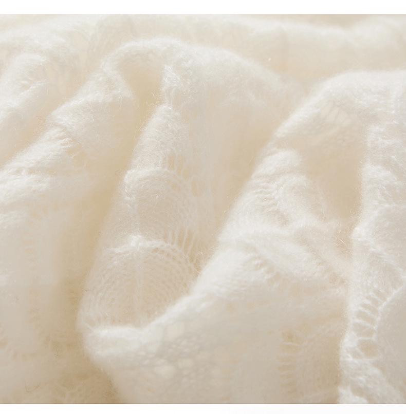 Women's 100% Pure Cashmere Hollow Knit Scarf - Solid Color & Warm