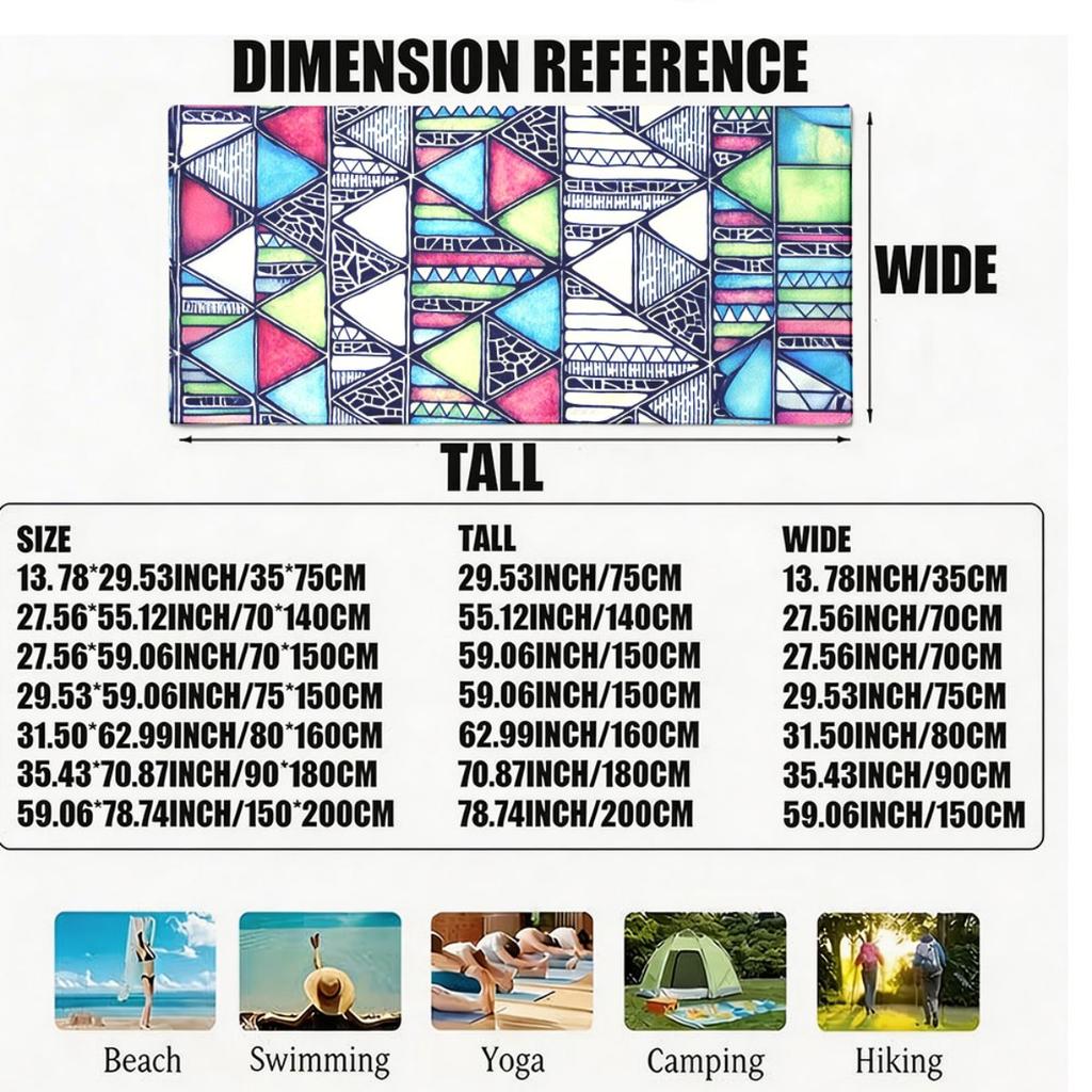 La serviette de plage en microfibre de polyester sur le thème de la tribu des triangles à l'aquarelle est très absorbante, adaptée à la natation et aux sorties à la plage.