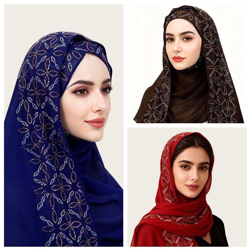 Nouveau Turban Musulman Instantané en Mousseline Respirant Couverture Complète Châle Islamique Froissé Couleurs Unies Head Wraps