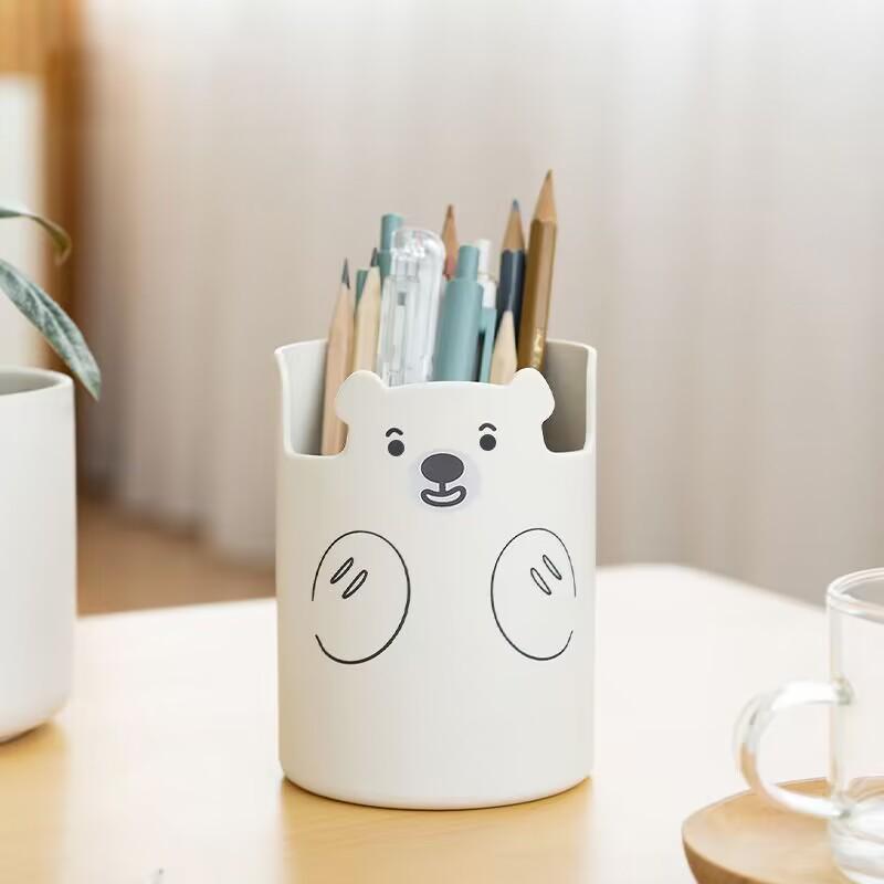 Little Bear Pen Holder: Cute & Simple Desktop Stationery and Makeup Brush Organizer, Mobile Phone Stand