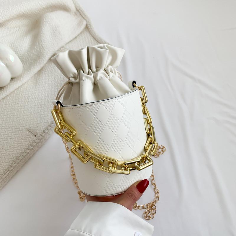 Chic Casual Womens Bucket Bag Stylish Chain Strap Shoulder Bag Versatile Color Options
