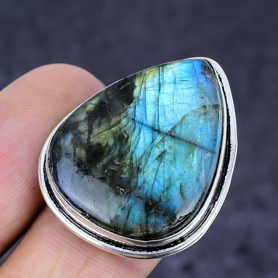 Labradorite Gemstone 925 Sterling Silver Jewelry Ring Size 8.5