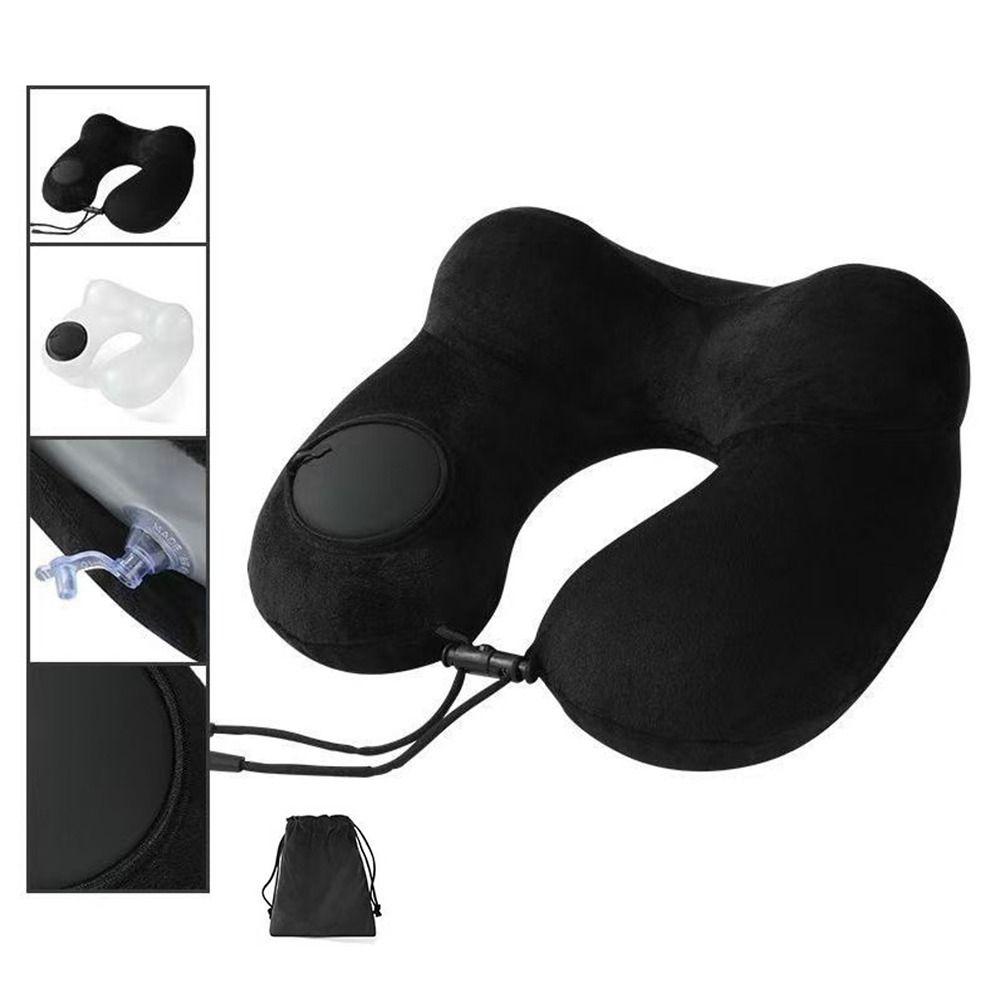 Weich Drücken zum Aufblasen Kissen U-förmige Nackenstütze Aufblasbares Reisekissen Outdoor-Reisen