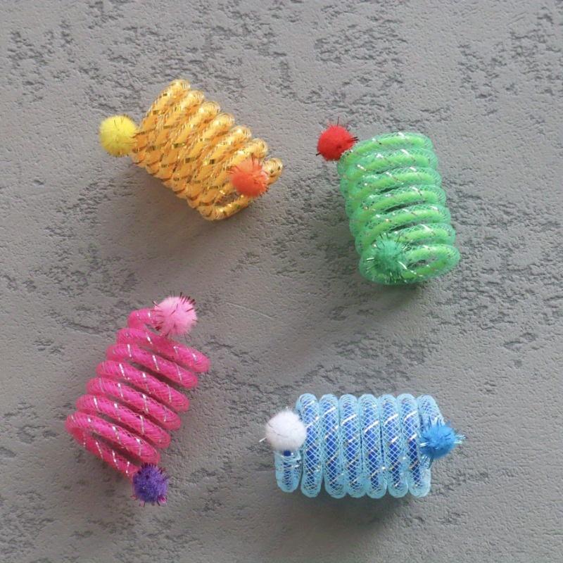 

4 шт. в упаковке, эластичные, мягкие, красочные, пружинные игрушки для кошек, интерактивные игрушки для кошек с высокой визуальной привлекательностью, товары для кошек, игрушки для кошек