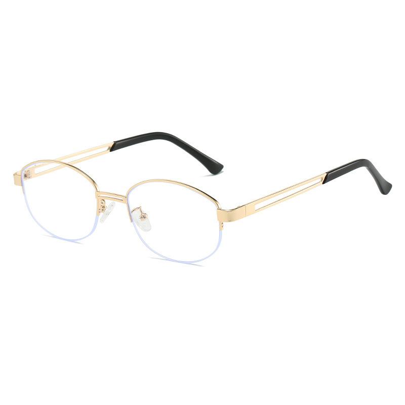 

Can be paired with prescription anti-blue light glasses, pure desire style, half-frame metal flat glasses, high-end frame for round faces, Blue light blocking flat
