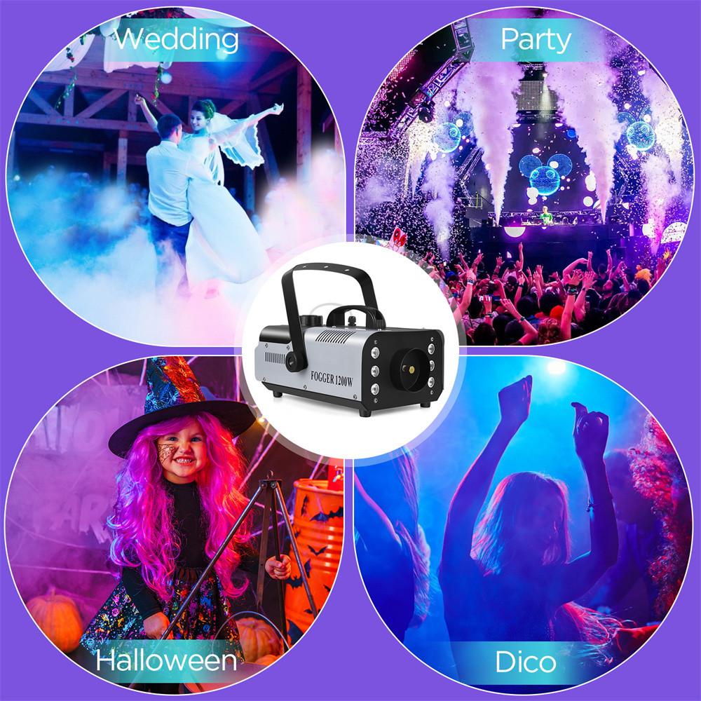 1200W 6 LEDs RGB Colorful Fog Ejector DJ Show Stage Effect Fogger Spray Equipment Portable Smoke Machine