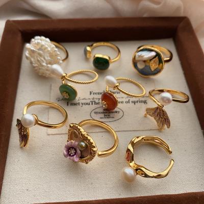 Sweet Pearl Flower Opening Ring Exquisite Niche Fashion Temperament Index Finger Ring Light Luxury High-End Ring Jewelry