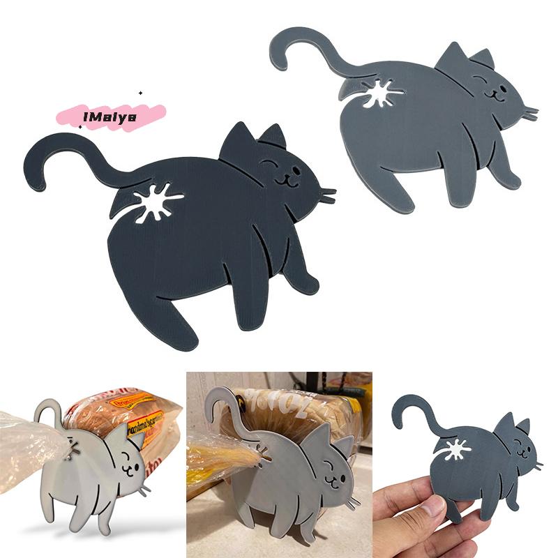 2Pcs 3D Cat Butt Bread Bag Clips Novelty Kitchen Gadget Food Storage Sealing Clip for Cat Lovers Fun Snack Accessory