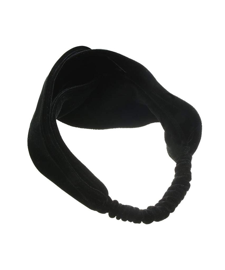 VINGTAINE Velour Black Turban Cross Hair Hairband, Hairband, Wide, Voluminous, Accessory, HB-96