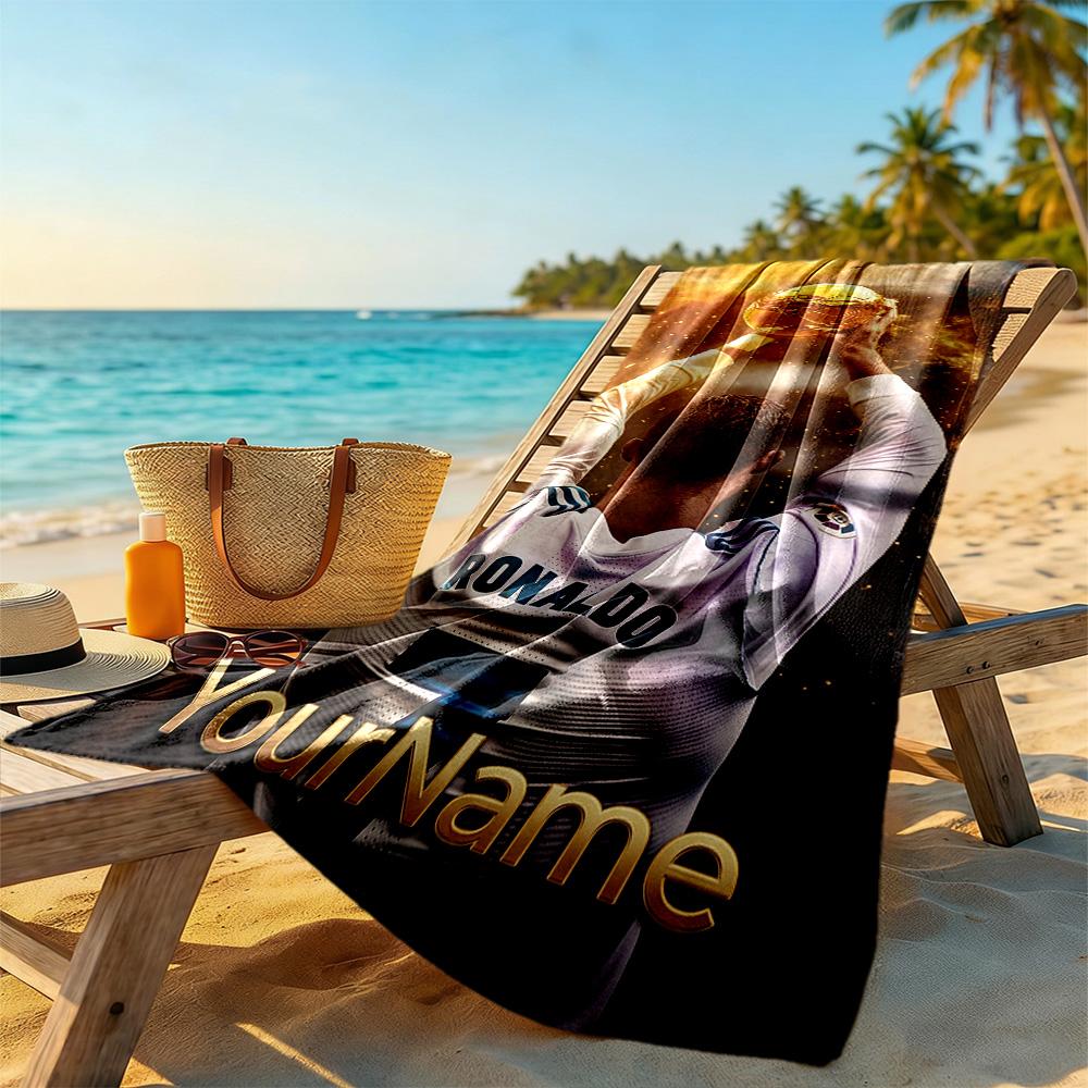 Cristiano Ronaldo Customized Name Beach Towel Soft Durable Quick-Dry Portable for SwimmingBeachCamping Travel Beach AccessoriesGym