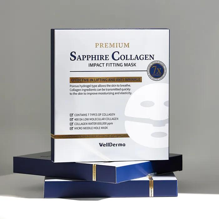 Radiant Elastic Collagen Mask Pack _ Wellderma Sapphire Collagen Impact Hydrogel Fitting Mask Pack 4 Sheets