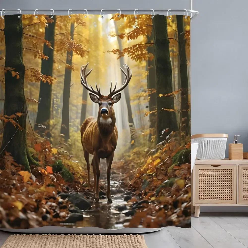 Versatile Pattern Bathtub Curtain With Hooks Waterproof Easy Clean Quick Hang For Home Hotel Bathroom Use