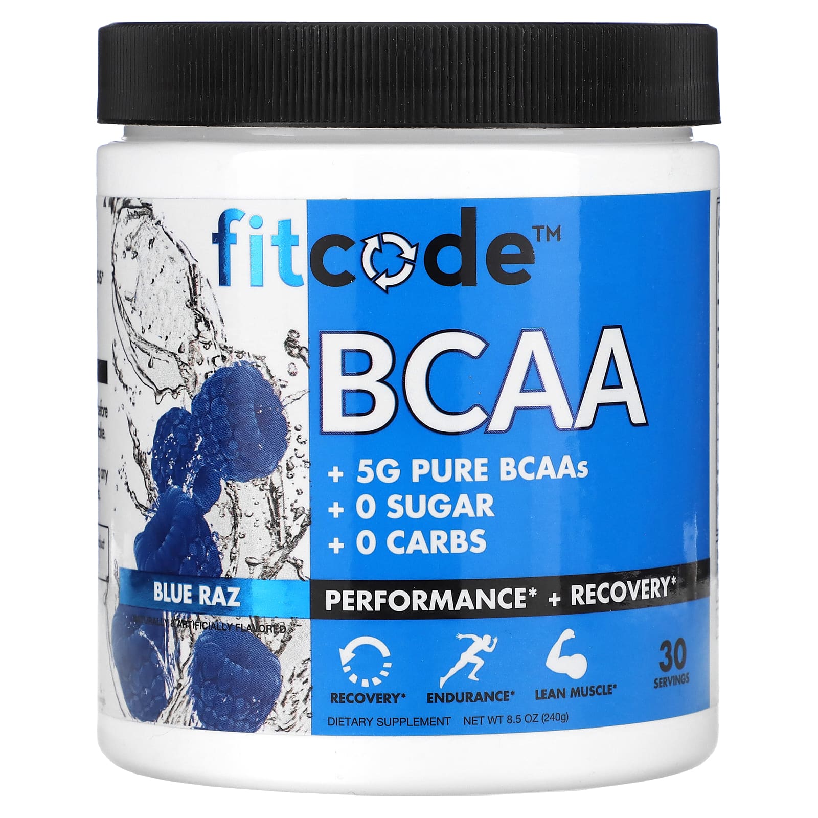 

fitcode, BCAA, Blue Raz Flavor, 8.5 oz (240 g)