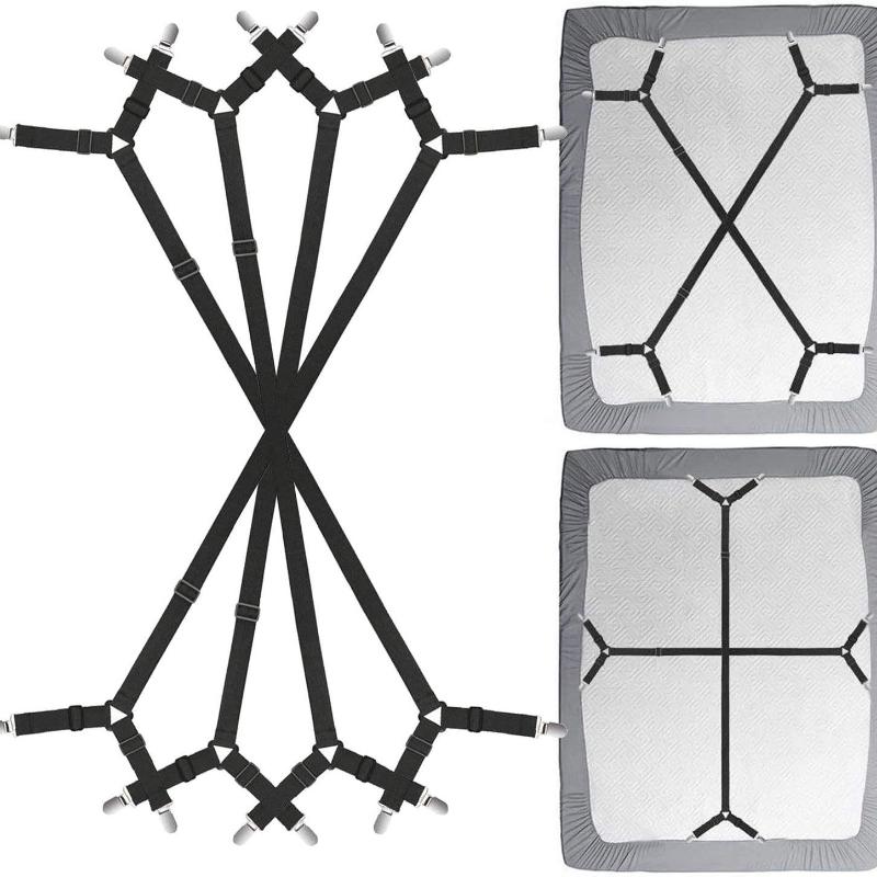 Bed Sheet Holder Adjustable Elastic 12 Clips Fixed Holder Mattress Clip Fasteners Cover Blankets Grippers Fixing Non-Slip Strap