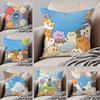 Cartoon Cute Cat Picture For Wake Up Cushion Cover Throw Pillow Cover Hidden Button Durable Polyester Chair Cushion