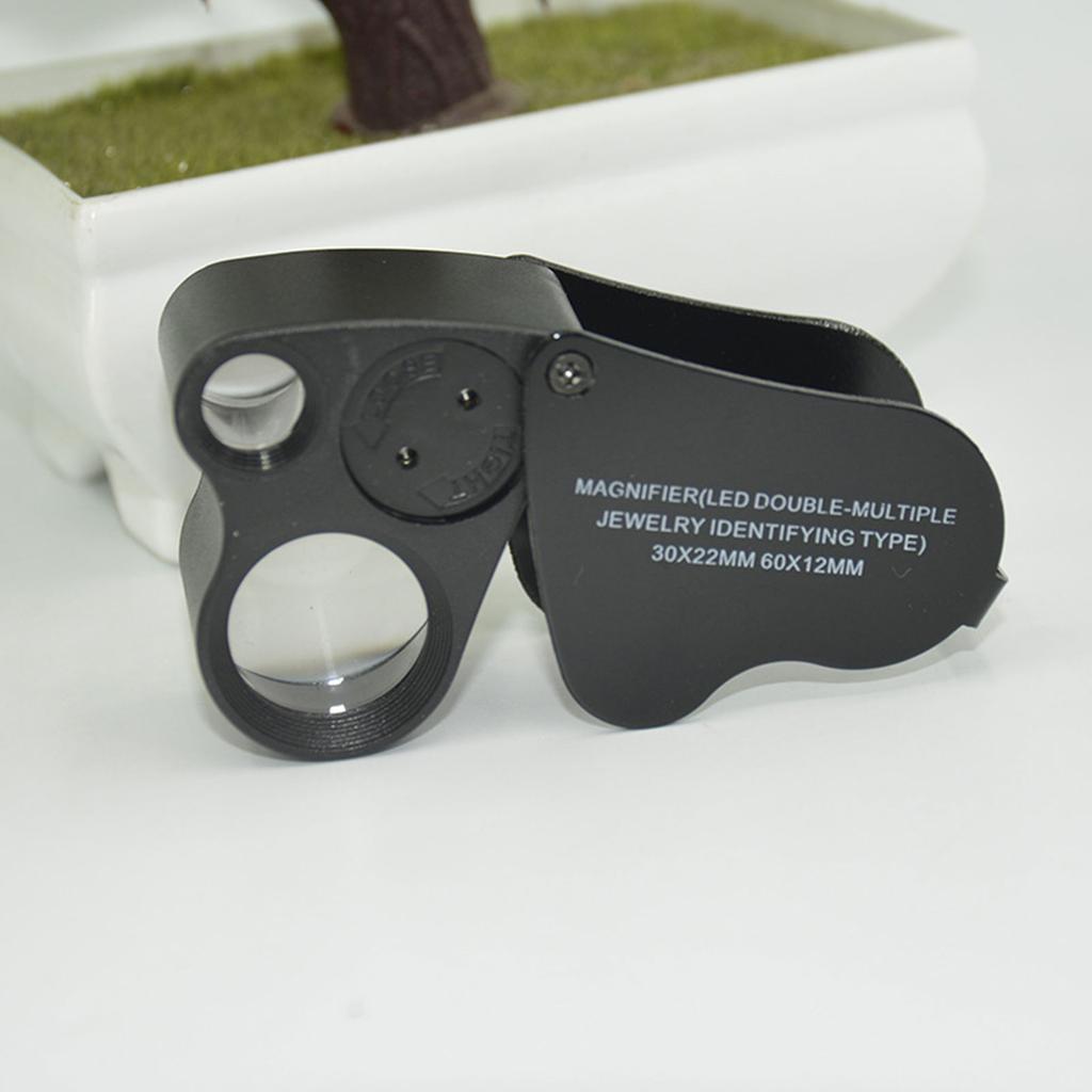 Portable Jeweler Loupe with LED Light Pocket Size Diamond Magnifier Compact Jewelry Magnifier for Jewelry Coins & Stamps