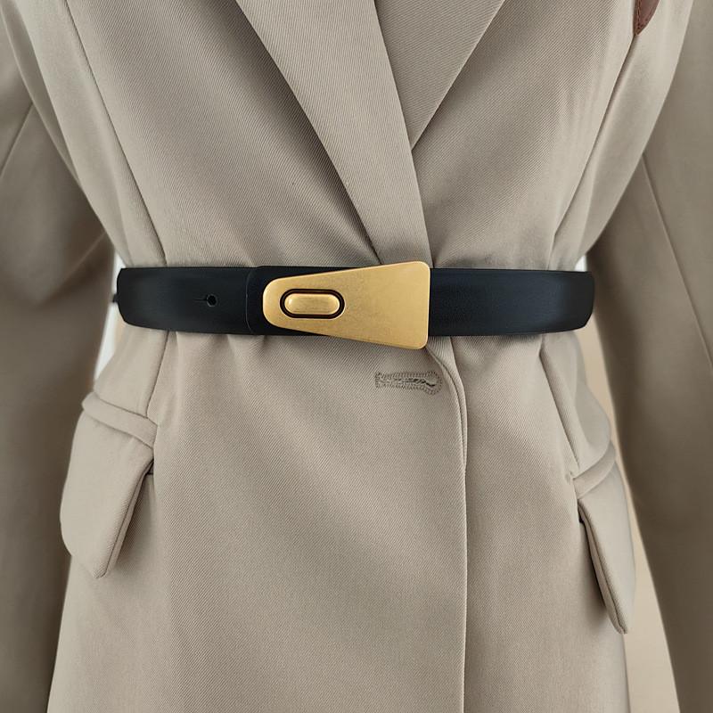 Fashion Lady Belt With Double C Metal Buckle For Denim Pants And Casual Wear