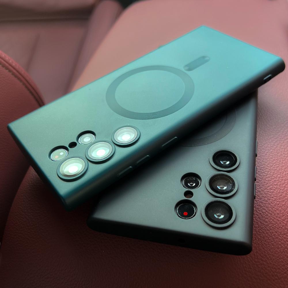 

Роскошная стеклянная пленка для камеры, магнитная для Magsafe, чехол для беспроводной зарядки для Samsung S23 S22 Ultra S21 Plus S20 FE, мягкий силиконовый чехол