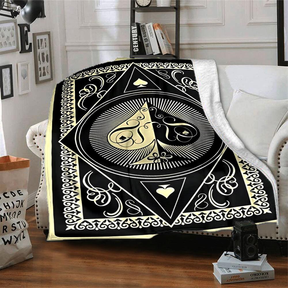 1PC Playing Card Design Print Blanket, Soft Throw Blanket - Warm & Cozy for Couch, Bed, Office, and Travel Yy250912166