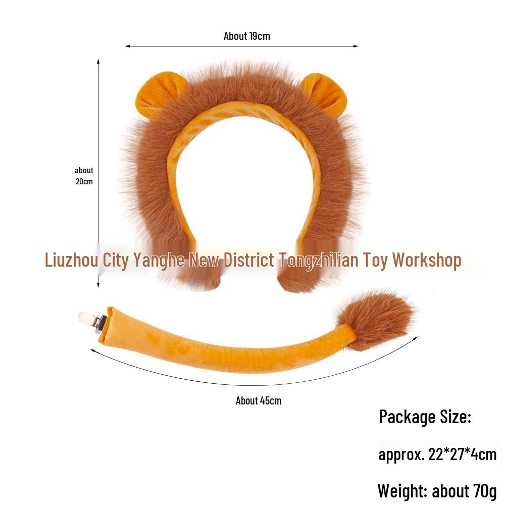 Halloween Plush Animal Ears Headband for Cosplay (Lion, Fox, Cat)
