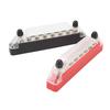 2Pcs Busbar 150A Black And Red RV Ship 8 Ways Busbar M6 High Current Stud Power Distribution Block DC12V To 48V