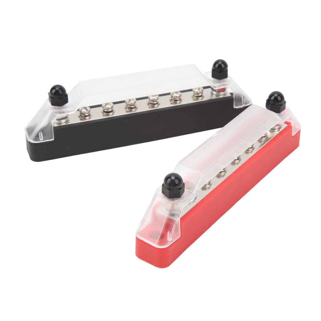 2Pcs Busbar 150A Black And Red RV Ship 8 Ways Busbar M6 High Current Stud Power Distribution Block DC12V To 48V