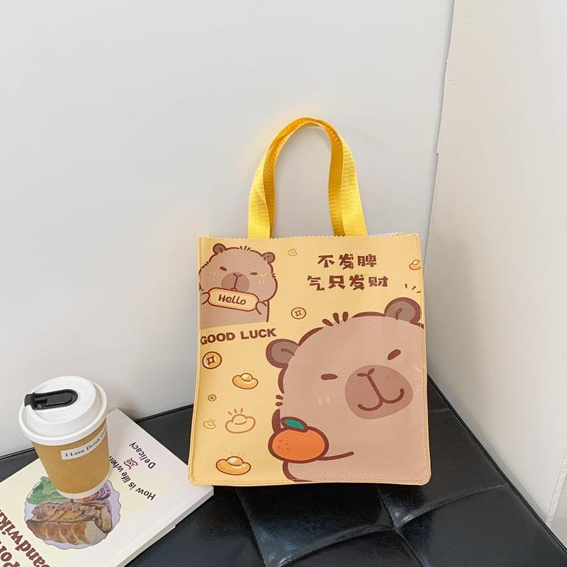 Large Capacity Handbag Simple Animation Cartoon Printing Handbag Shopping Bag Cute Cartoon Commuter Women's Bag